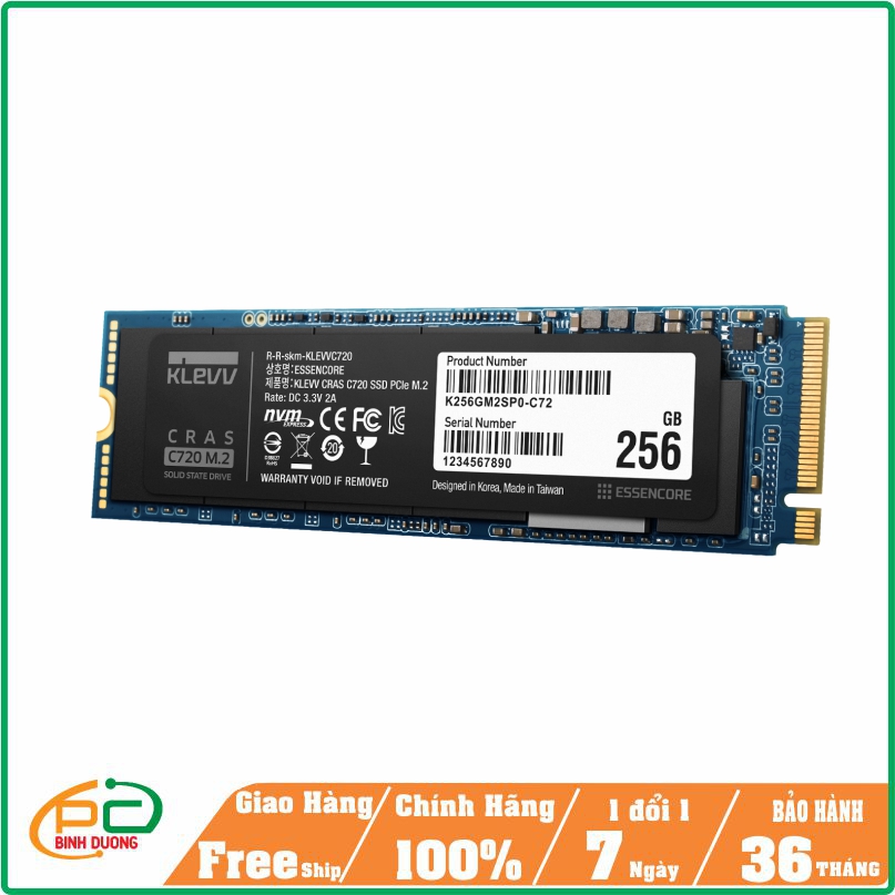 Ổ Cứng SSD Klevv Cras C720 256G M.2 Nvme PCIe (Gen 3x4)