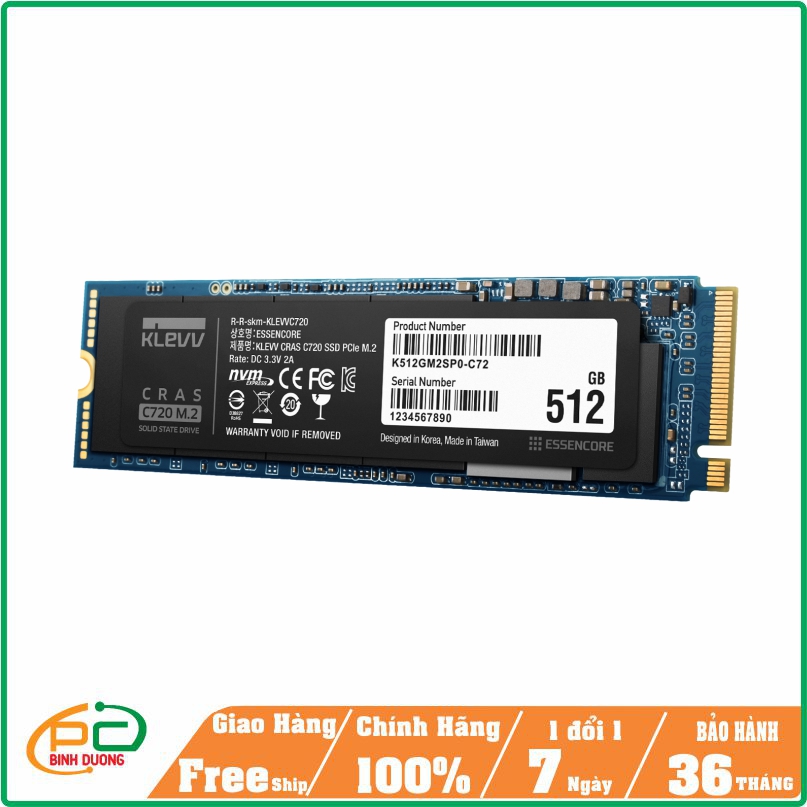 Ổ Cứng SSD Klevv Cras C720 512G M.2 Nvme PCIe (Gen 3x4)