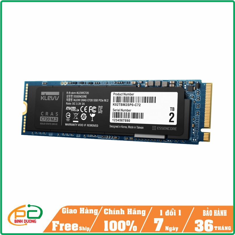 Ổ Cứng SSD Klevv Cras C720 2TB M.2 Nvme PCIe (Gen 3x4)