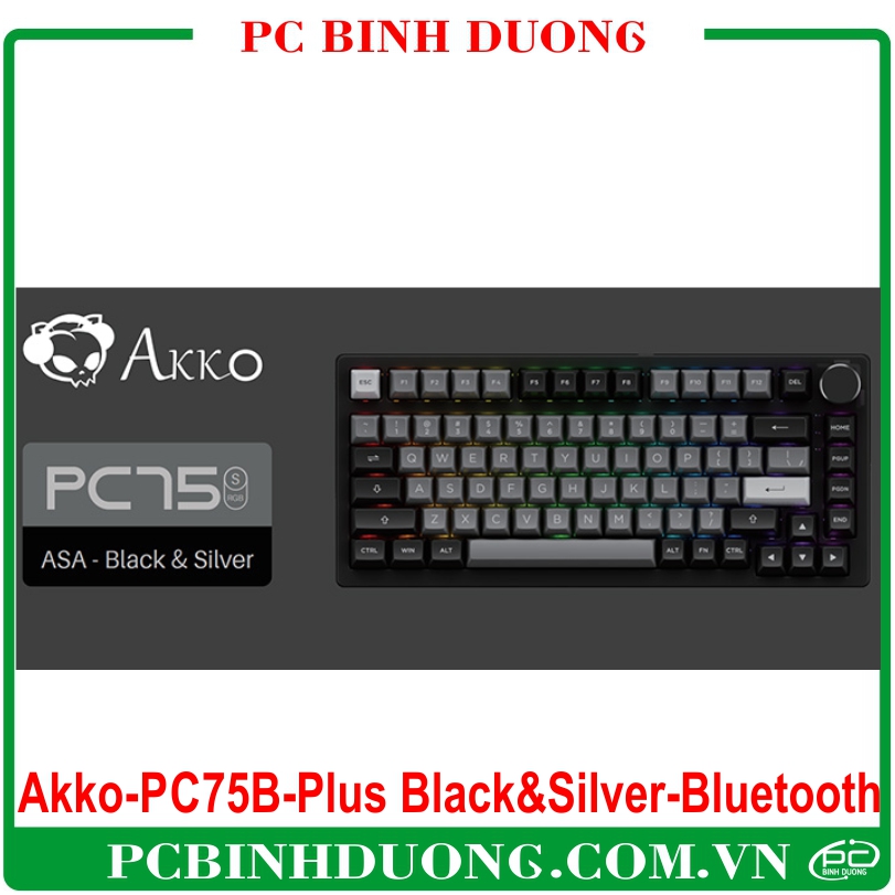Bàn phím cơ Không Dây AKKO PC75B Multi-modes Plus Black & Silver (Bluetooth 5.0 / Wireless 2.4Ghz / Hotswap / Foam tiêu âm/ AKKO CS Jelly sw)