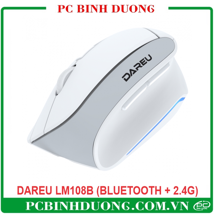 Chuột không dây công thái học Dareu LM108B White (Bluetooth + 2.4G)