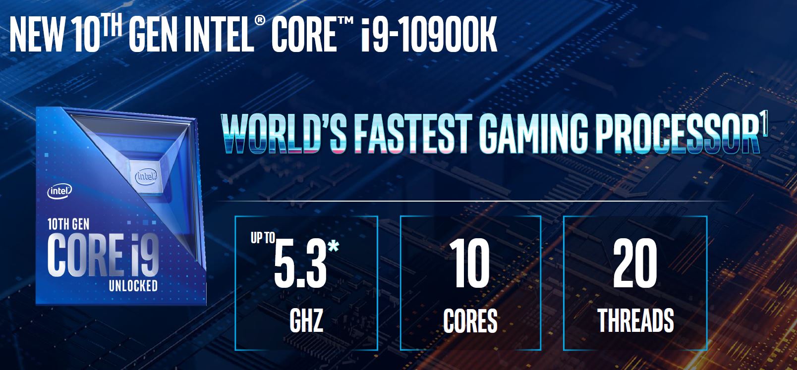 Intel Ra mắt CPU Core I9-10900K 10 nhân 20 luồng Max 5.3Ghz Tuyên bố là CPU mạnh nhất thế giới 