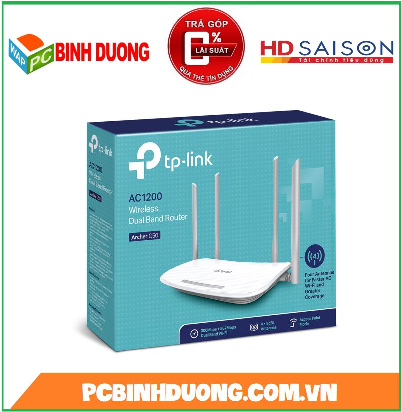 Phát Wifi TP-Link C50 AC1200 Băng tầng kép 2.4Ghz/5.0Ghz