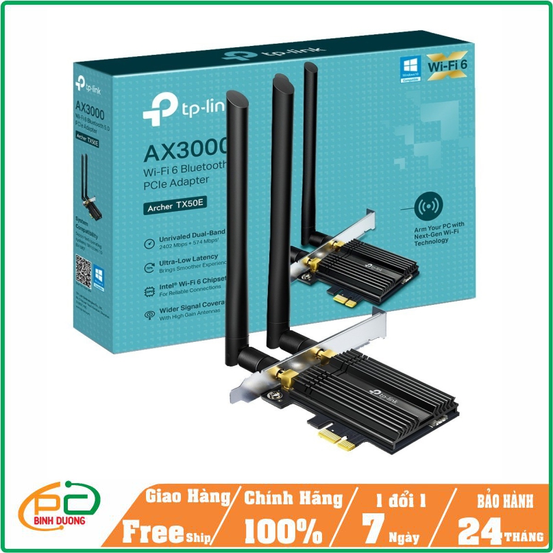 Card Thu WiFi TP-Link Archer TX50E (WiFi 6 AX3000 + Bluetooth 5.0)
