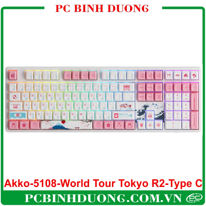 Bàn phím cơ Có Dây AKKO 5108 World Tour Tokyo R2 (USB Type C/ Hotswap / Foam tiêu âm / AKKO CS Jelly sw)