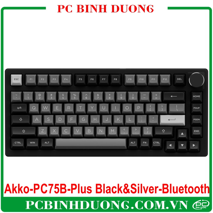 Bàn phím cơ Không Dây AKKO PC75B Multi-modes Plus Black & Silver (Bluetooth 5.0 / Wireless 2.4Ghz / Hotswap / Foam tiêu âm/ AKKO CS Jelly sw)