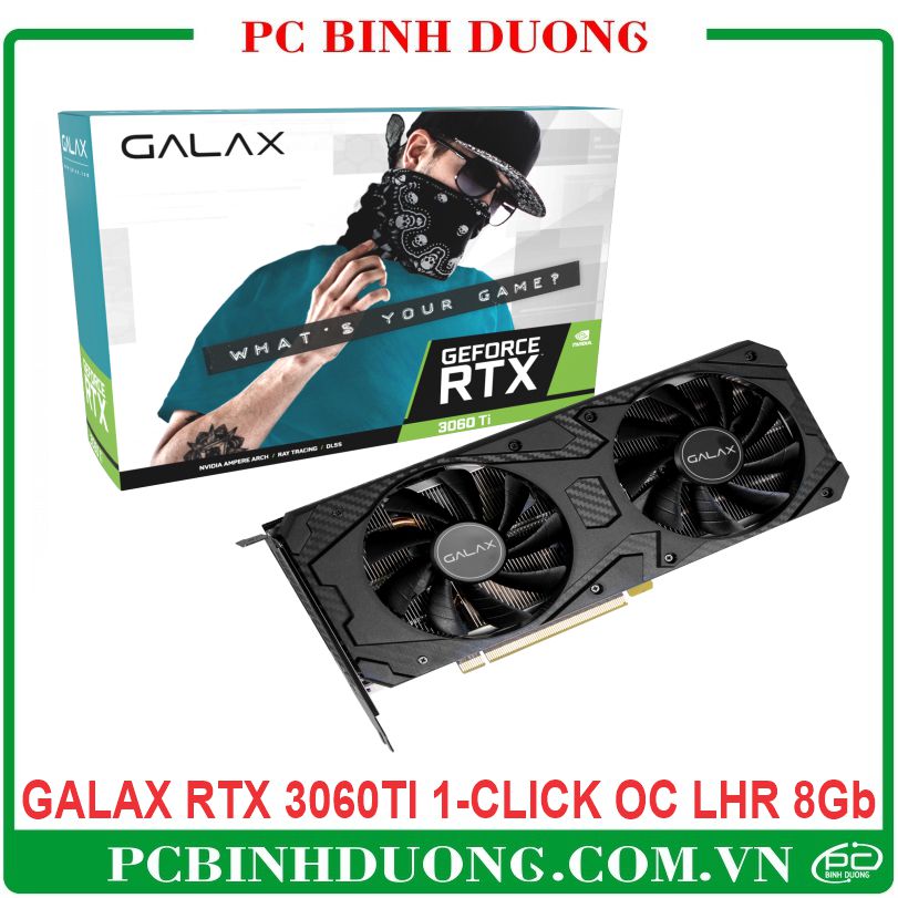 Card màn hình GALAX PG190 BLACK GeForce RTX™ 3060 Ti 1-Click OC LHR 8Gb/GDDR6