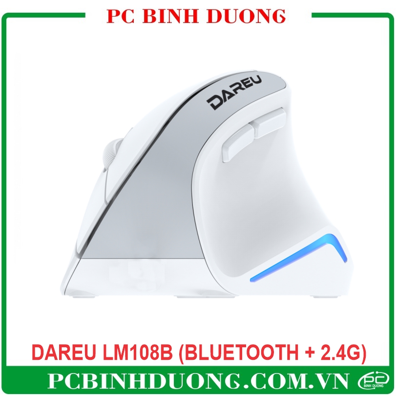 Chuột không dây công thái học Dareu LM108B White (Bluetooth + 2.4G)