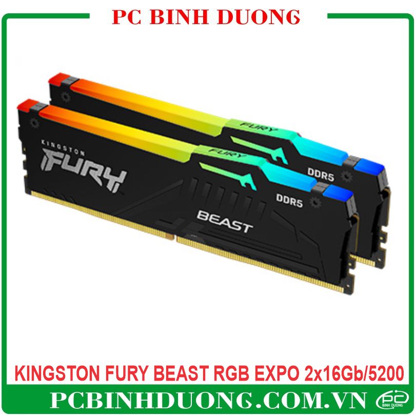 Ram Kingston Fury Beast RGB EXPO Kit 32Gb/5200 (2x16Gb) DDR5/CL36/DIMM - Black 