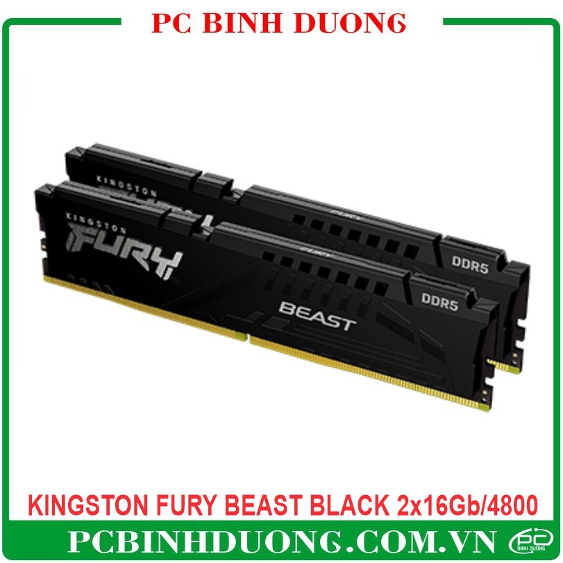 Ram Kingston Fury Beast Black Kit 32Gb/4800 (2x16Gb) DDR5/CL38/DIMM - Black