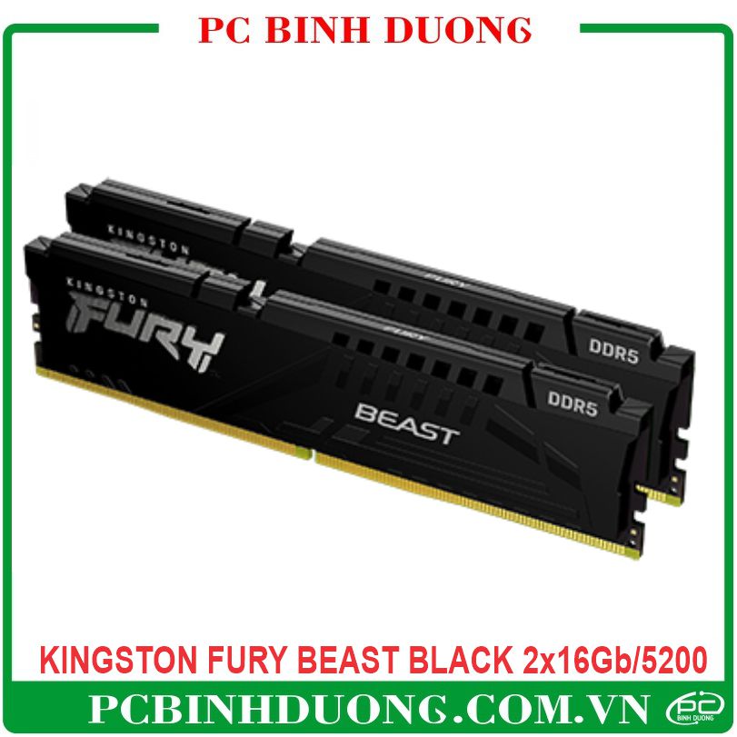 Ram Kingston Fury Beast Black Kit 32Gb/5200 (2x16Gb) DDR5/CL40/DIMM - Black