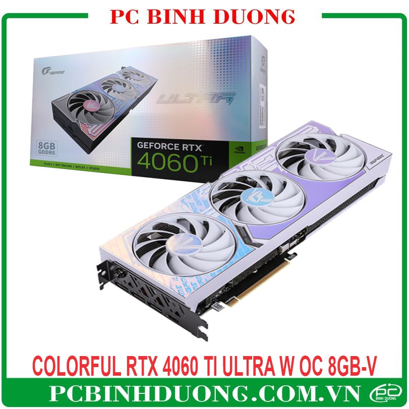 Card màn hình Colorful Igame RTX 4060 Ti Ultra W OC 8Gb-V (GDDR6/128 Bit) - 3 Fan