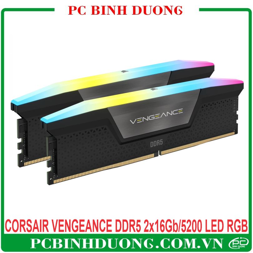 Ram CORSAIR VENGEANCE DDR5 32GB/5200MHz Kit (2x16GB) Màu Đen Led RGB - CMH32GX5M2B5200C40