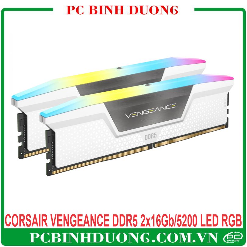Ram CORSAIR VENGEANCE DDR5 32GB/5200MHz Kit (2x16GB) Màu Trắng Led RGB - CMH32GX5M2B5200C40W