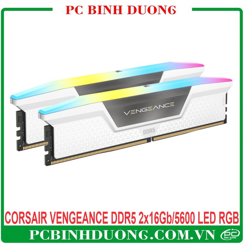 Ram CORSAIR VENGEANCE DDR5 32GB/5600MHz Kit (2x16GB) Màu Trắng Led RGB - CMH32GX5M2B5600C36WK