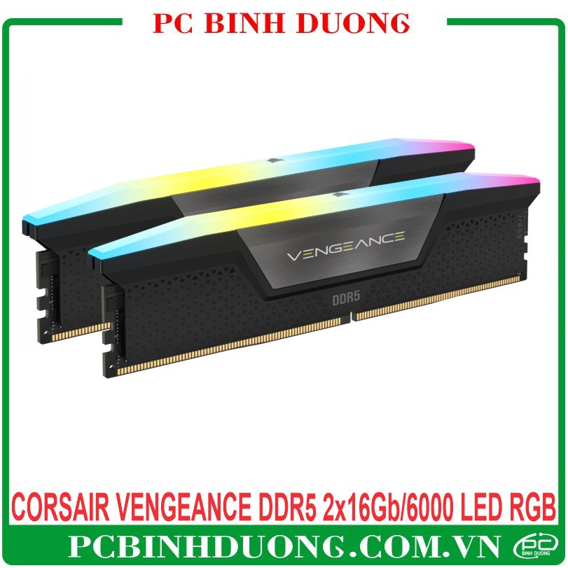 Ram CORSAIR VENGEANCE DDR5 32GB/6000MHz Kit (2x16GB) Màu Đen Led RGB - CMH32GX5M2B6000C40