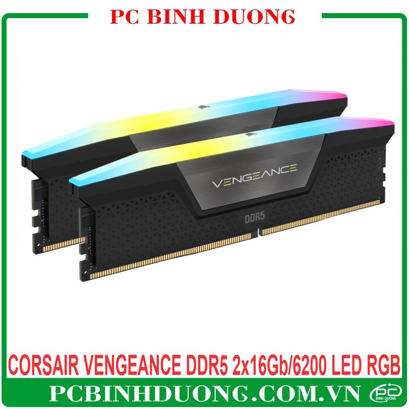 Ram CORSAIR VENGEANCE DDR5 32GB/6200MHz Kit (2x16GB) Màu Đen Led RGB - CMH32GX5M2B6200C36