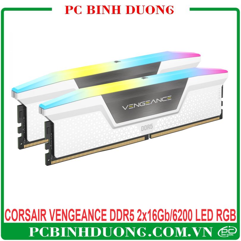 Ram CORSAIR VENGEANCE DDR5 32GB/6200MHz Kit (2x16GB) Màu Trắng Led RGB - CMH32GX5M2B6200C36W
