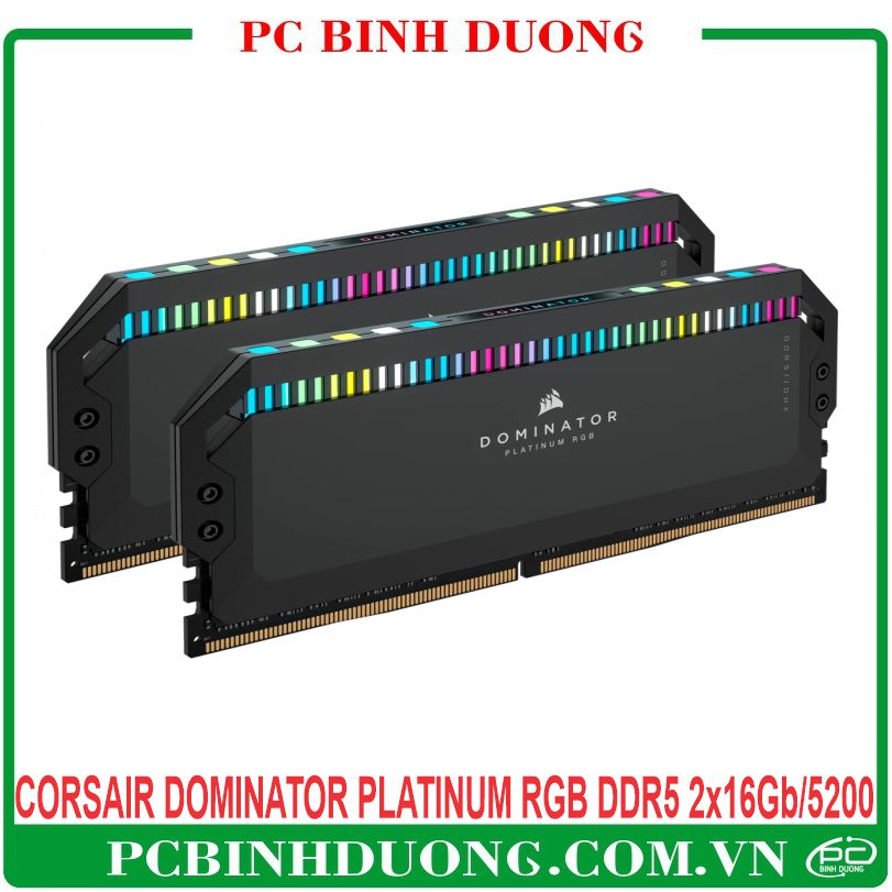 Ram CORSAIR DOMINATOR PLATINUM RGB DDR5 32GB/5200MHz Kit (2x16GB) Màu Đen - CMT32GX5M2B5200C40