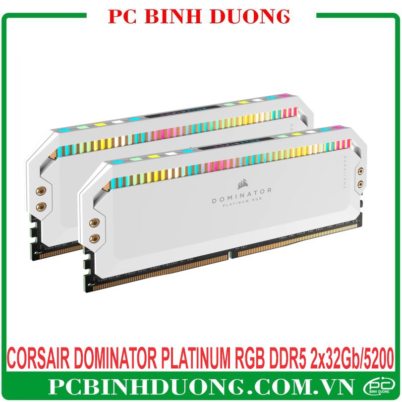 Ram CORSAIR DOMINATOR PLATINUM RGB DDR5 64GB/5200MHz Kit (2x32GB) Màu Trắng - CMT64GX5M2B5200C40W