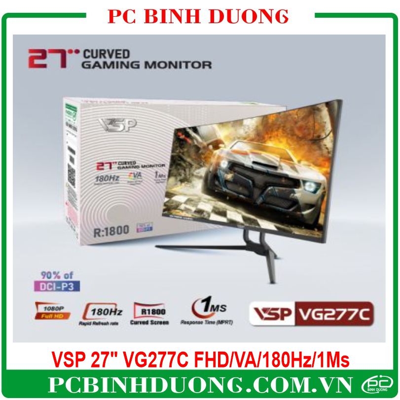 Màn Hình Cong VSP 27" VG277C FHD/VA/180Hz/1Ms Thiết Kế Cho Game Thủ