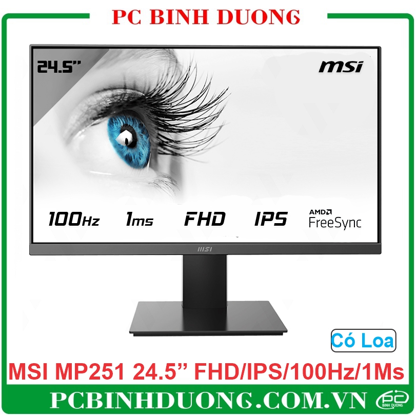 Màn Hình Phẳng MSI 24.5" Pro MP251 FHD/IPS/100Hz/1Ms Màu Đen Có Loa