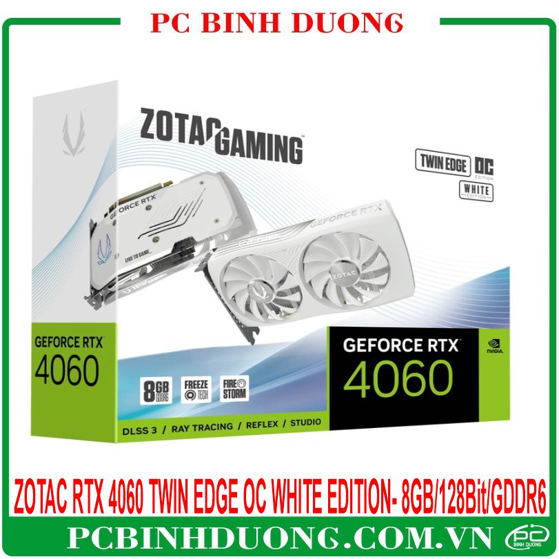 Card Màn Hình ZOTAC GAMING GeForce RTX 4060 8GB Twin Edge OC White Edition (8Gb/GDDR6/128Bit) - 2 Fan