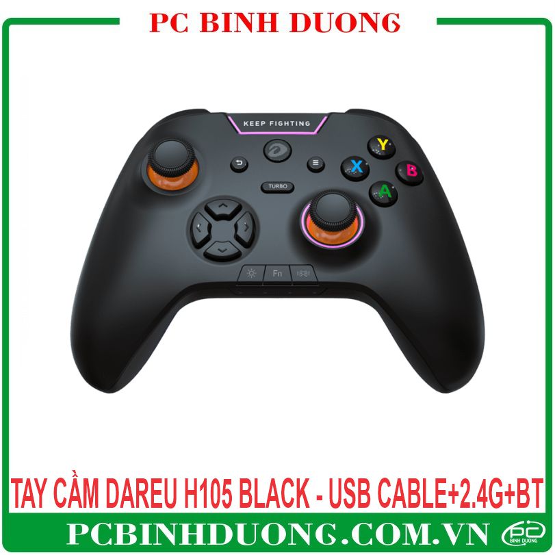 Tay cầm Game Không Dây Dareu H105 Màu Đen - Ba Chế Độ Kết Nối (Type C & Bluetooth 5.0 & 2.4G)