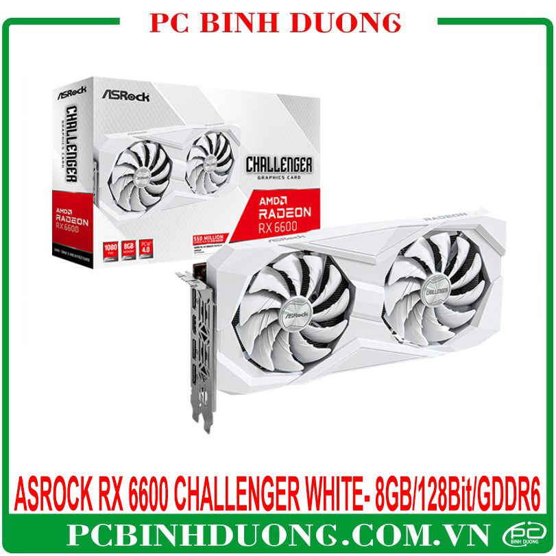 Card Màn Hình ASRock RX 6600 Challenger White (8GB/128Bit/GDDR6) - 2 Fan