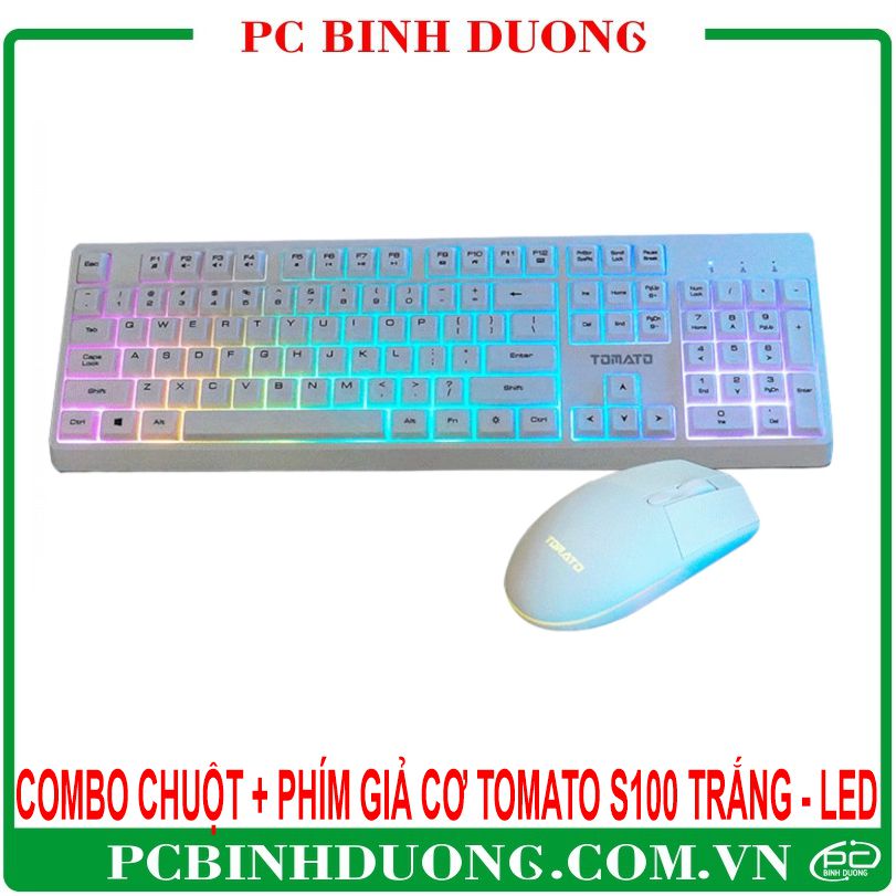 Combo Chuột + Bàn Phím Giả Cơ Tomato S100 Màu Trắng - Led