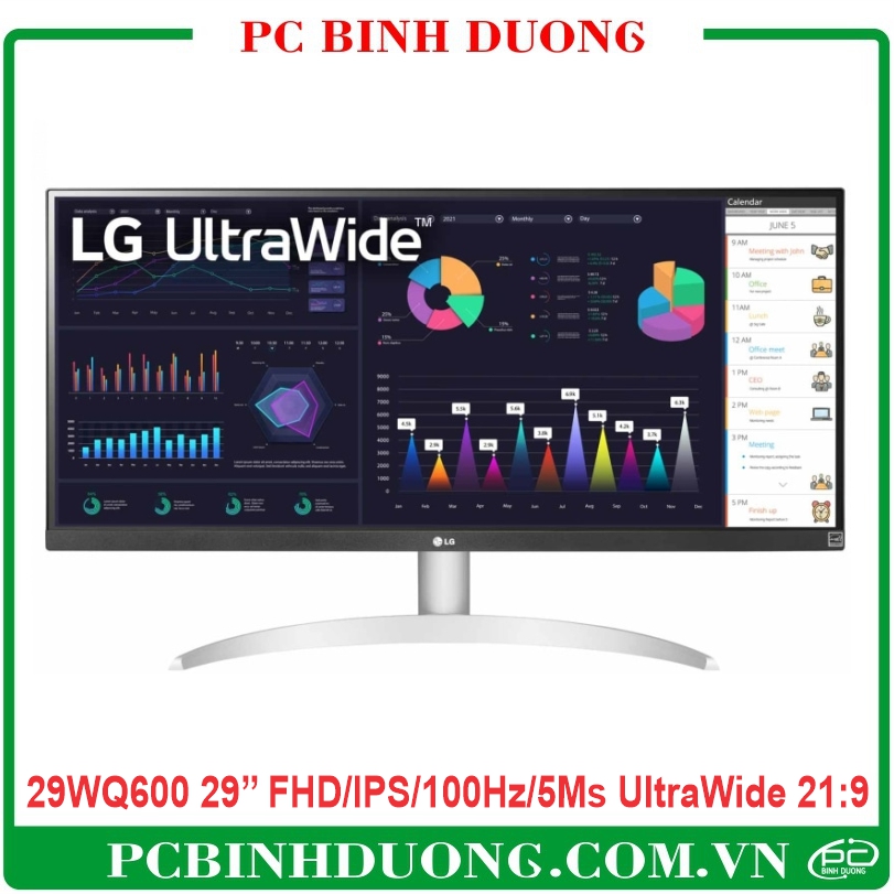 Màn hình Phẳng LG 29'' 29WQ600-W HDR FHD/IPS/100Hz/5ms Ultrawide 21:9 (Có Loa - Type-C)