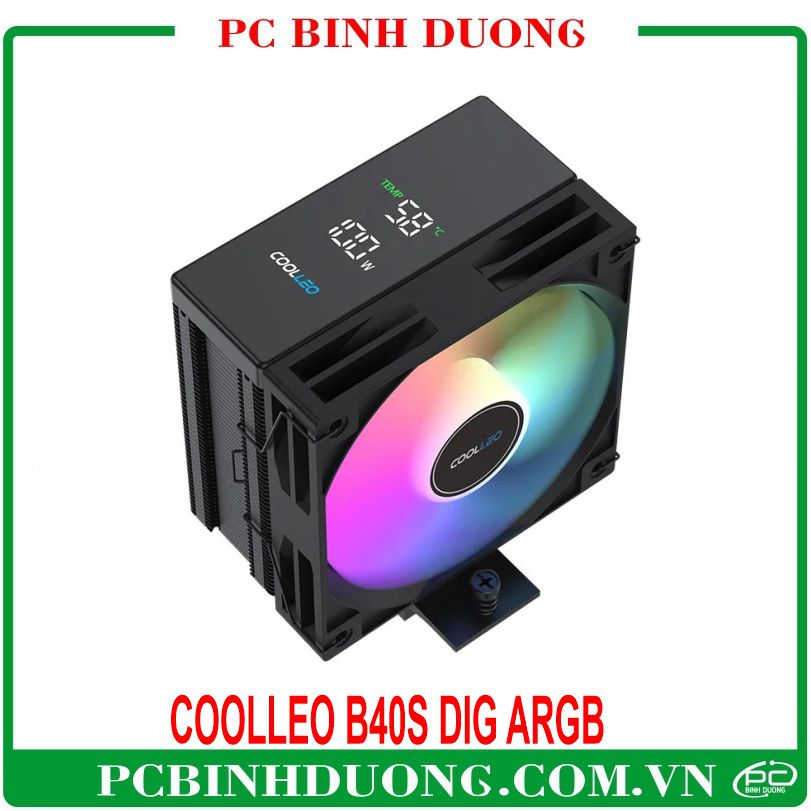 Tản Nhiệt Khí  COOLLEO B40S DIG ARGB (Led ARGB - Led Hiển Thị Nhiệt Độ, Tốc Độ Vòng Quay Của Quạt)