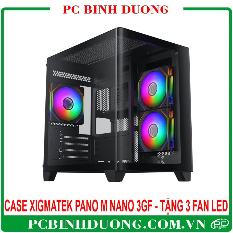 Vỏ Case XIGMATEK PANO M NANO 3GF (M-ATX/ITX) Màu Đen (EN45523) - Tặng 3 Fan Led 