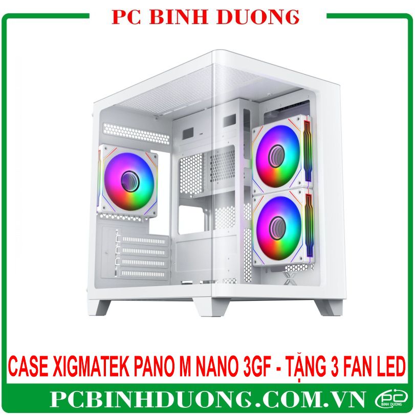 Vỏ Case XIGMATEK PANO M NANO 3GF (M-ATX/ITX) Màu Trắng (EN45530) - Tặng 3 Fan Led