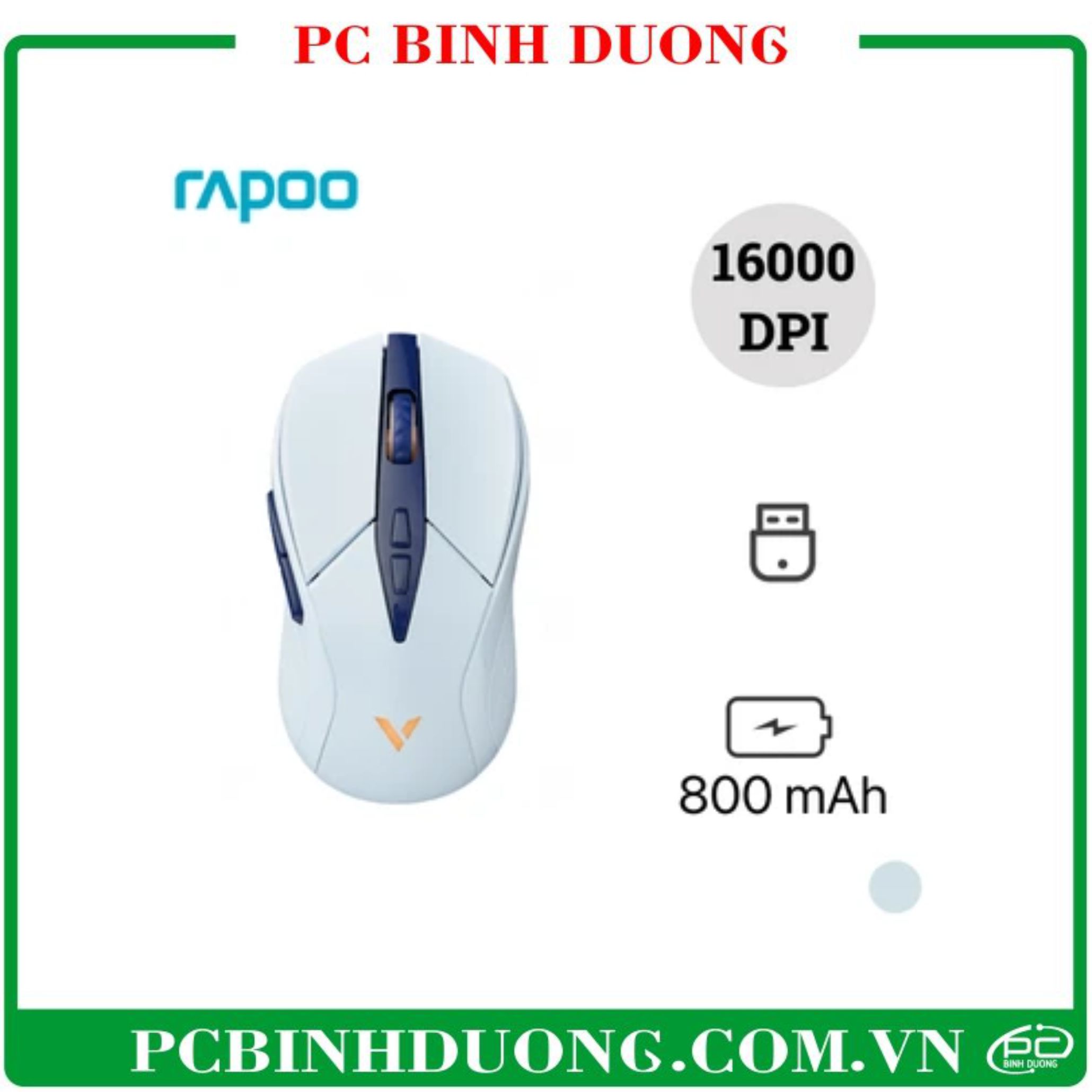 Chuột Rapoo Gaming Không Dây V300W Màu Xanh