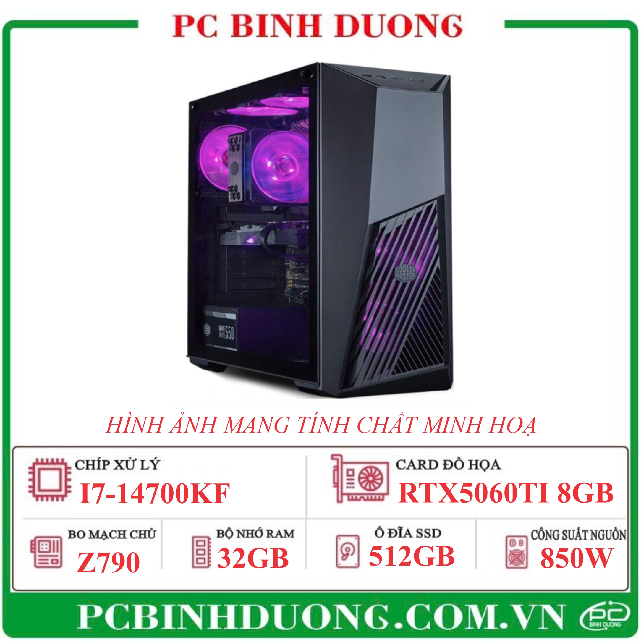 PCBD Z790/I7-14700KF/32GB/512GB/RTX5060TI 8GB/850W